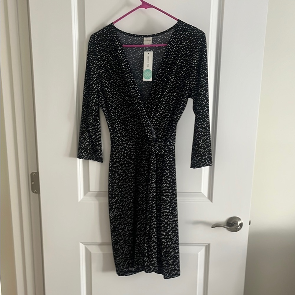 Kaileigh Elegant Navy and White Long Sleeve Dress